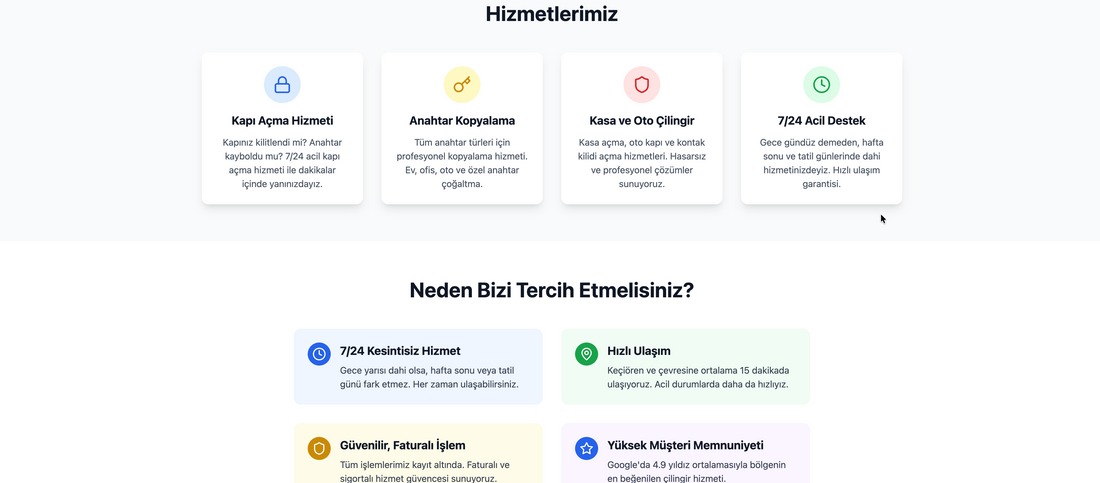 Ziyaretçileriniz sunduğunuz tüm hizmetleri net, güven verici ikonlarla görecek.