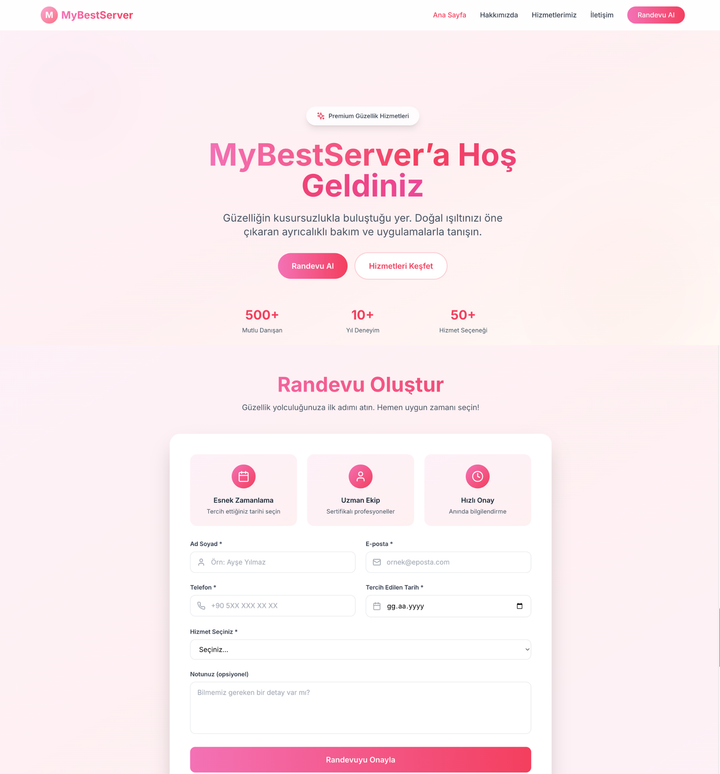 Güzellik Salonu Web Sitesi & Randevu Sistemi